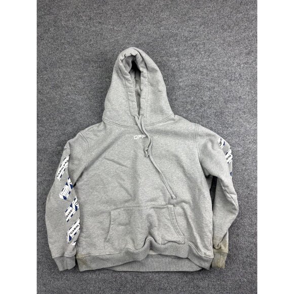 Off-White Cabin Baggage Tape Arrows Hoodie Men's L Pullover Sweatshirt Pocket